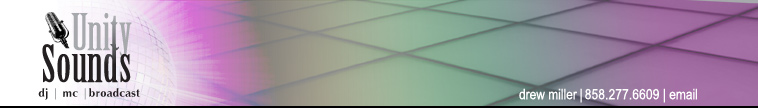 Unity Sounds site header: Logo with lighted disco ball