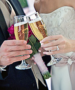 Bride and groom toasting